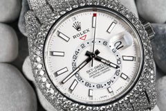 Rolex Sky-Dweller 326934WHSO Stainless Steel Fully Iced Out Watch, 'White Dial'