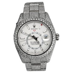 Rolex Sky-Dweller 326934WHSO Stainless Steel Fully Iced Out Watch, 'White Dial'