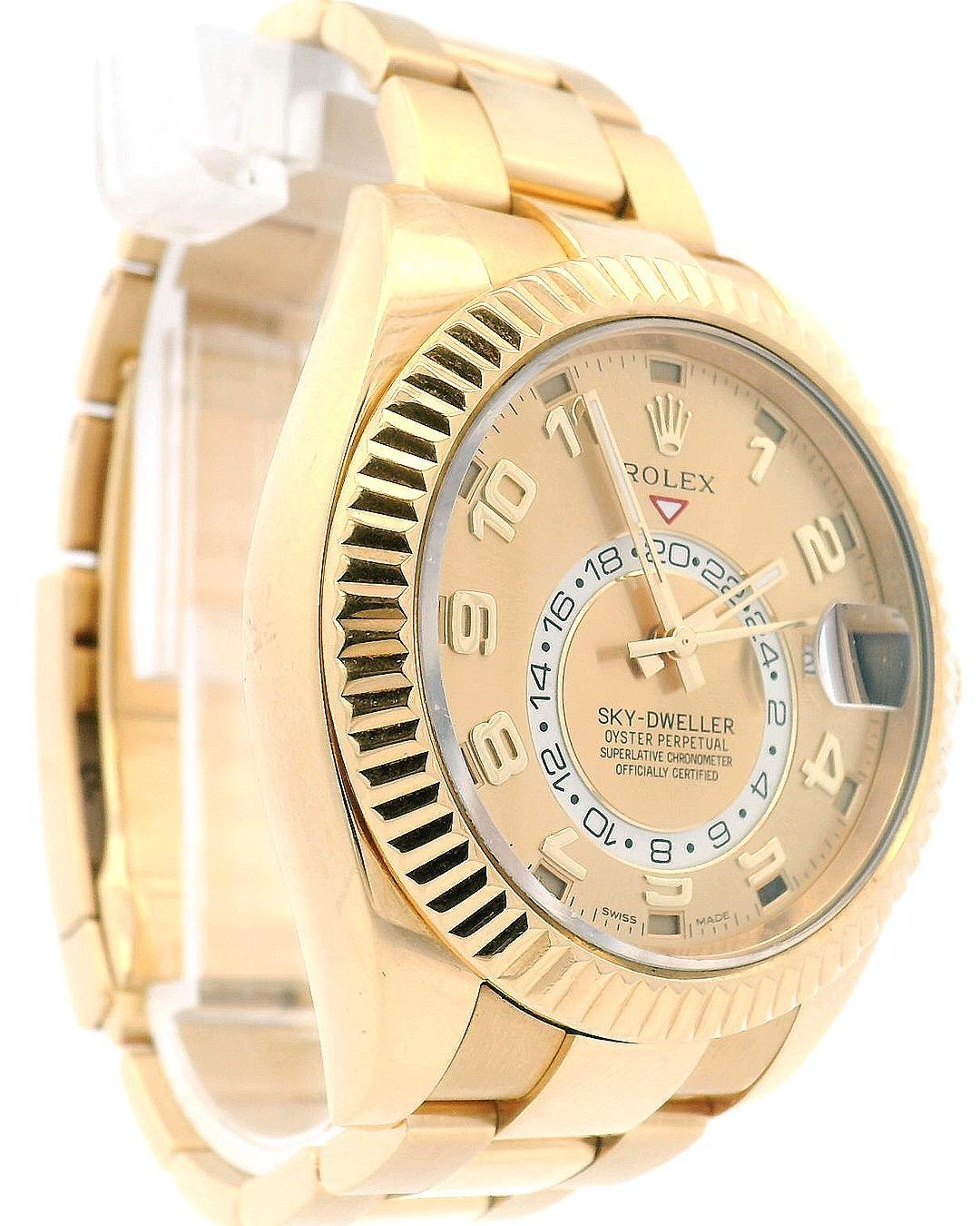Rolex Sky-Dweller 326938 Champagne Dial With Box & Papers In Excellent Condition For Sale In Great Neck Plaza, NY
