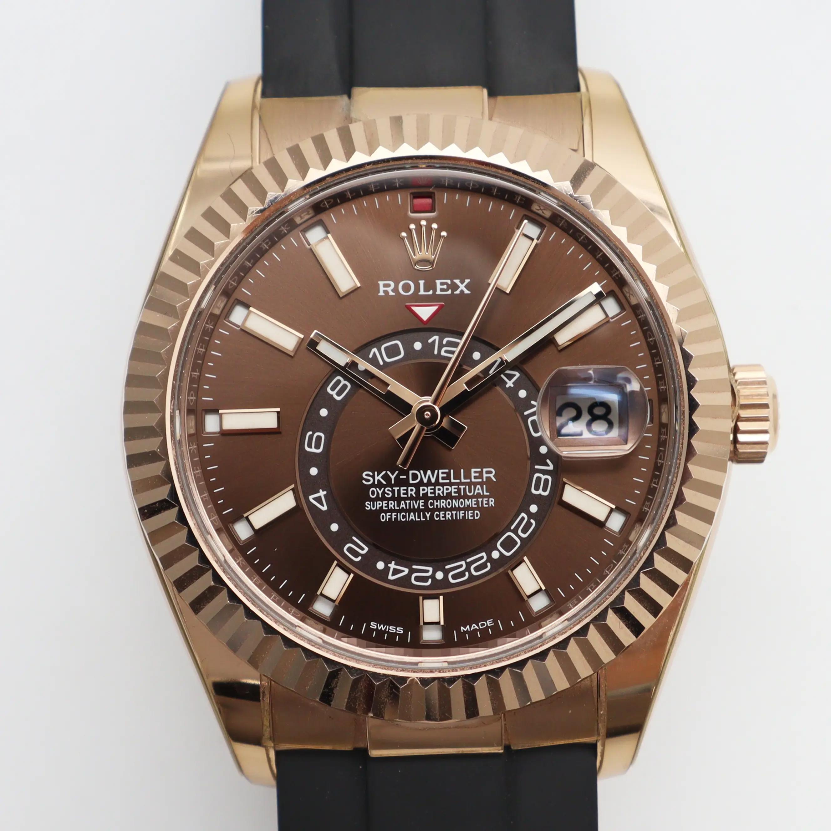 Rolex Sky-Dweller 42mm 18k Rose Gold Chocolate Dial Automatic Mens Watch 326235 1