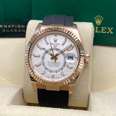 Rolex Sky Dweller 42mm 326235 Rose Gold White Dial Automatic Watch B&P