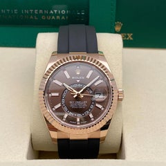 Rolex Sky-Dweller 42mm 336235 18k Rose Gold Chocolate Dial Men Watch B&P