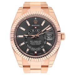 Used Rolex Sky-Dweller 42mm Everose Gold Rhodium Dial Oyster Bracelet 326935 Stickers