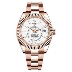 Rolex Sky-Dweller 42mm Rose Gold White Index Dial Oyster Bracelet Watch 326935