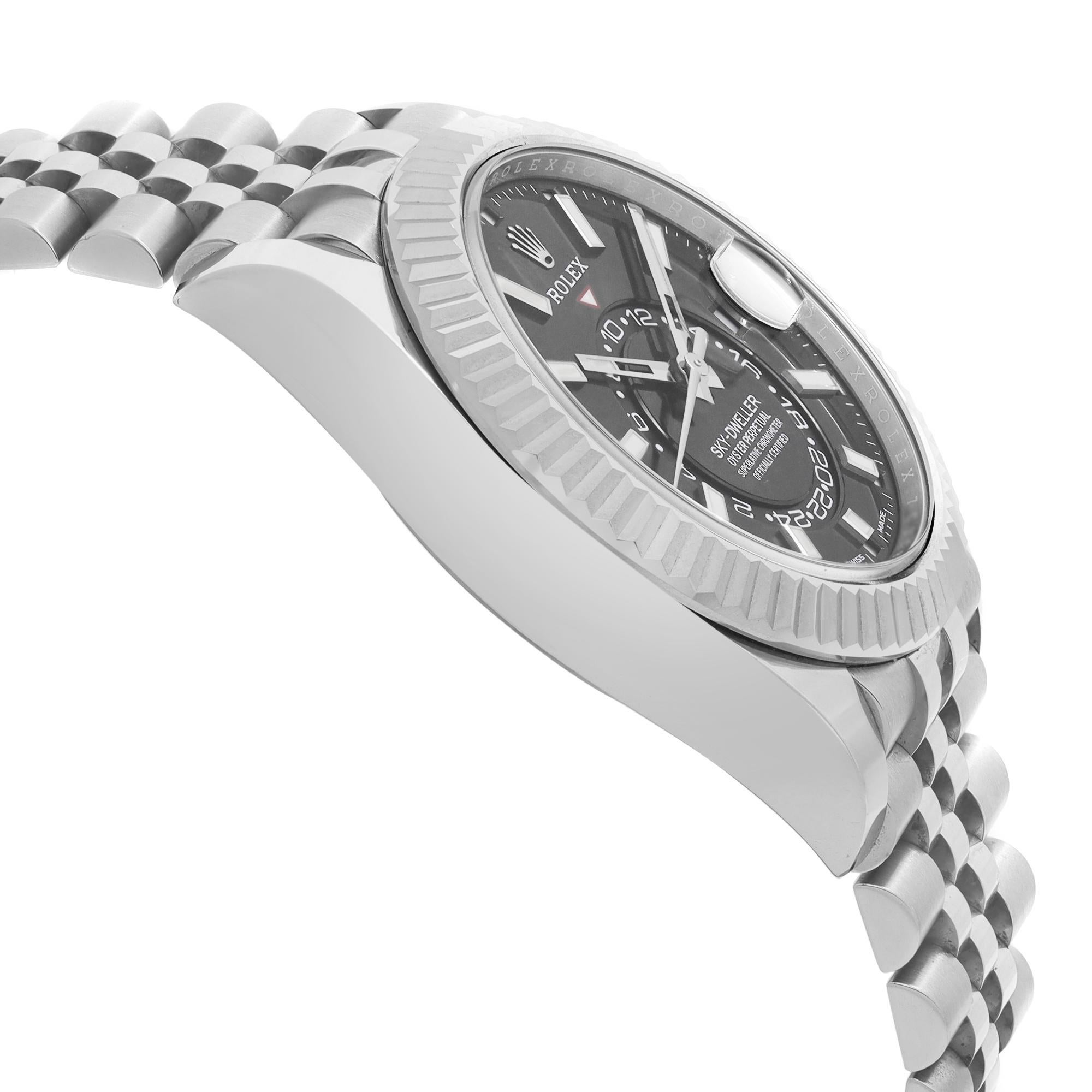 Men's Rolex Sky-dweller 42mm Stainless Steel Black Dial Automatic Mens Watch 326934 For Sale