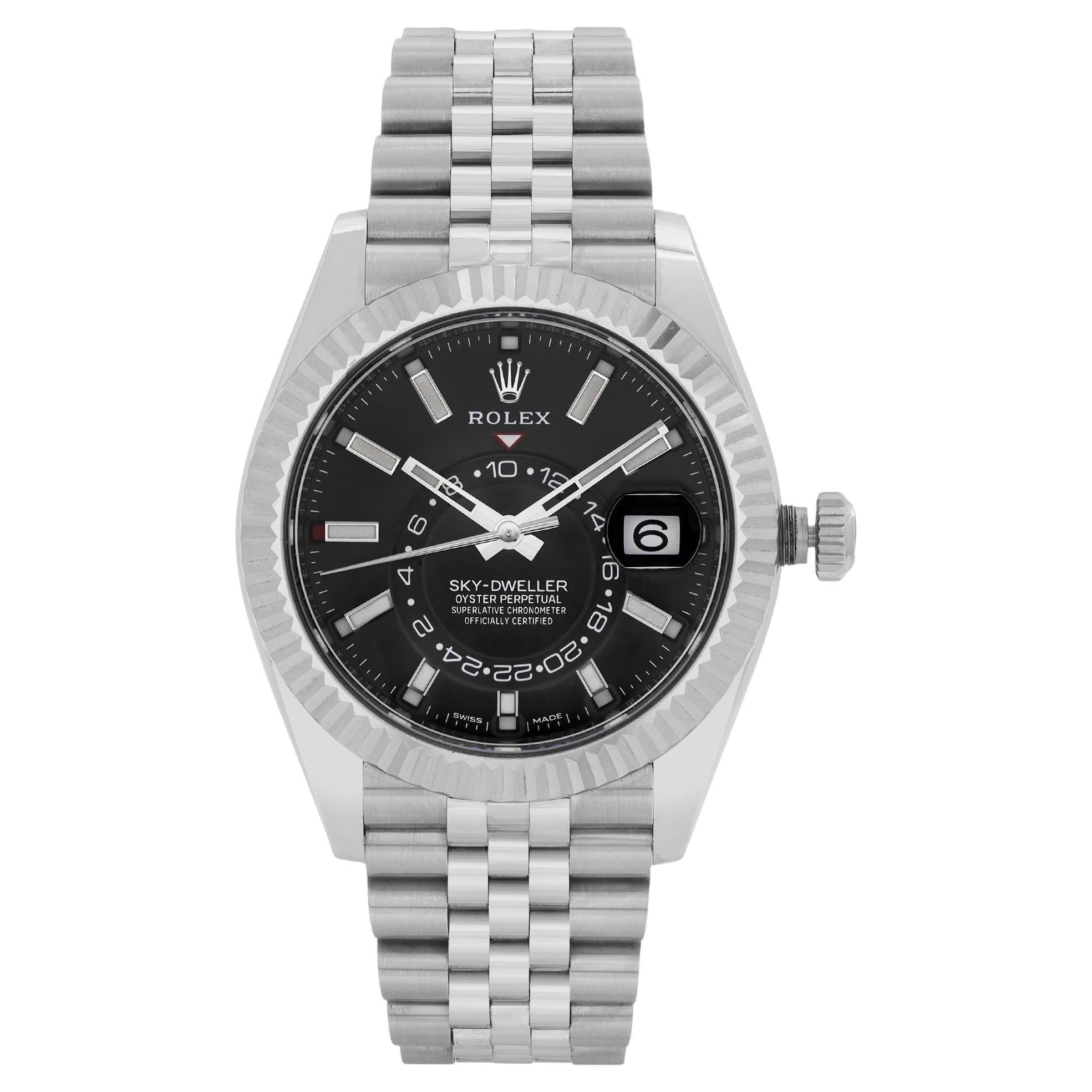 Rolex Sky-dweller 42mm Stainless Steel Black Dial Automatic Mens Watch 326934