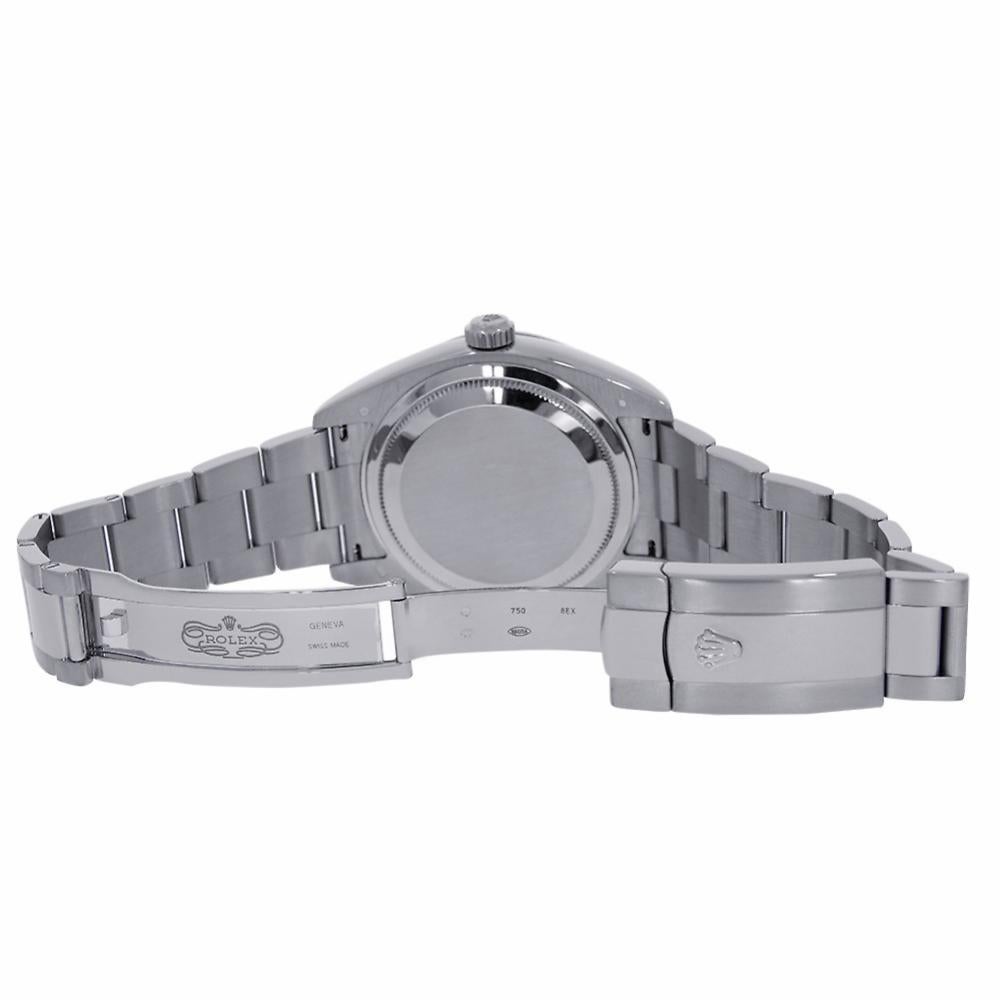 Rolex Sky-Dweller Reference #:326934. 42mm stainless steel case, 18k white gold bidirectional rotatable ring command bezel, blue dial with with long-lasting blue luminescence, automatic Rolex caliber 9001 movement, second time-zone displayed via