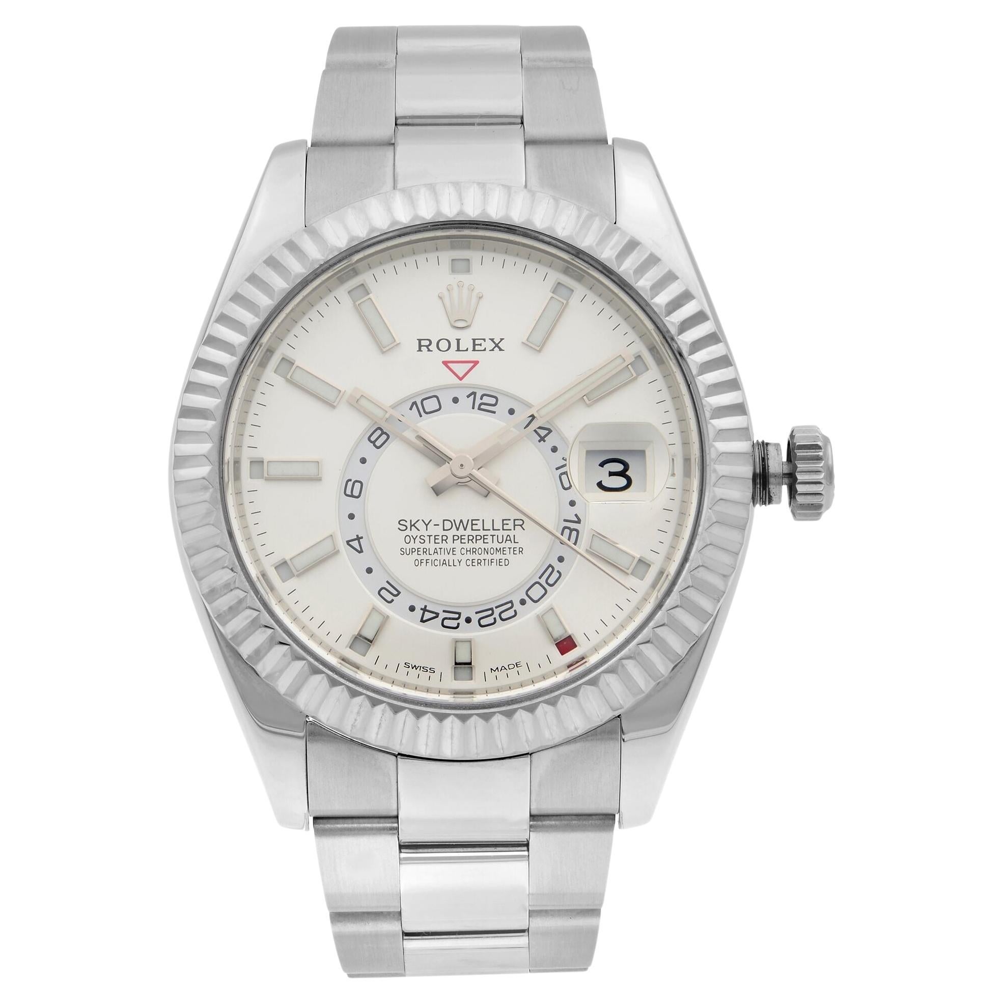 Rolex Montre Sky-Dweller automatique pour homme avec cadran blanc en acier inoxydable et cadran automatique 326934