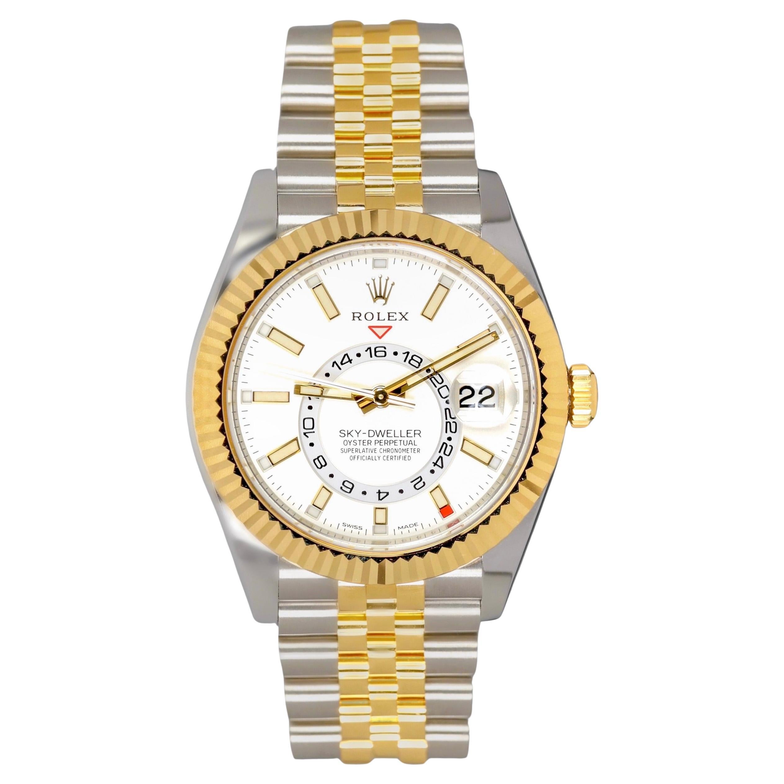Rolex Sky-Dweller 42mm Stainless Steel Yellow Gold White Dial 326933 (2021)