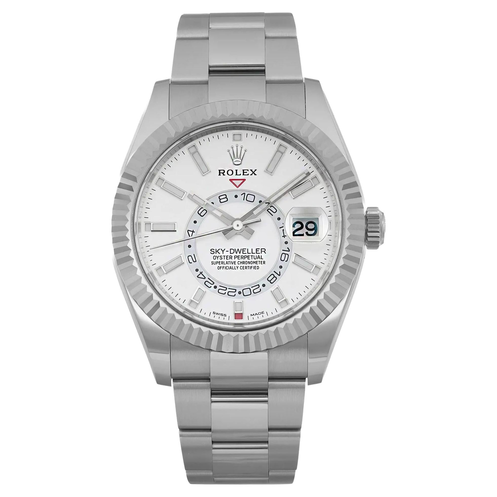 Rolex Sky-Dweller 42mm Steel 18k Gold White Dial Mens Automatic Watch 326934