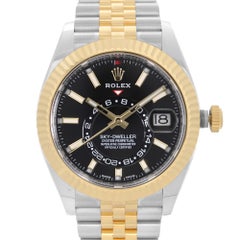 Rolex Sky-Dweller 42mm Steel 18K Yellow Gold Black Dial Automatic Watch 326933