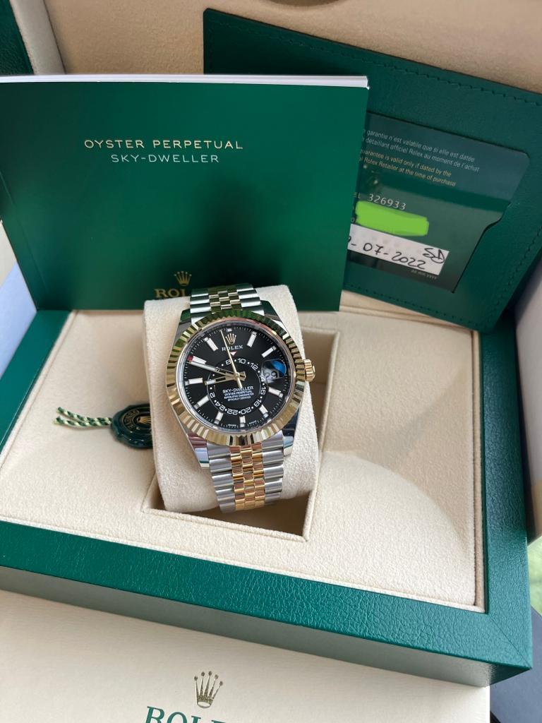 Rolex Sky-Dweller Two Tone Black & Yellow Gold Dial Jubilee Watch 326933 1