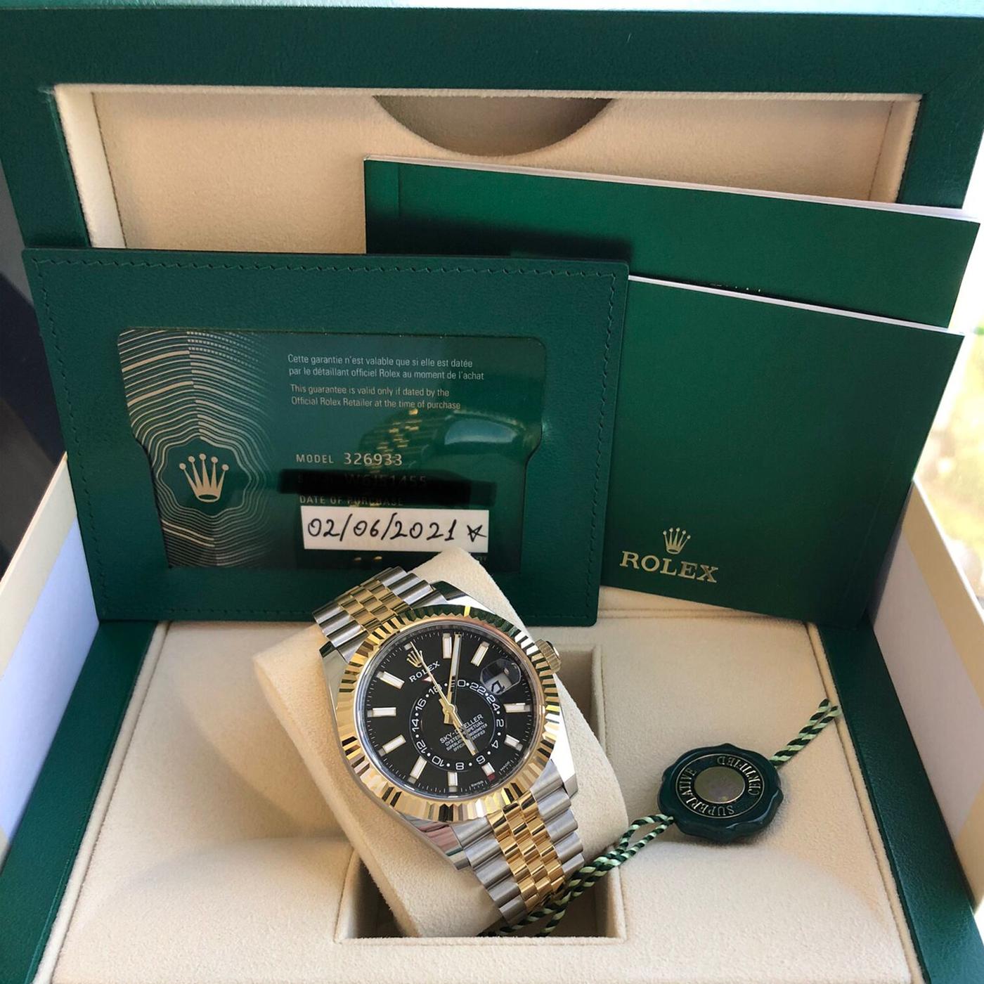 Rolex Sky-Dweller Two-Tone Steel & 18ct Yellow Gold Black Dial Watch 326933 1