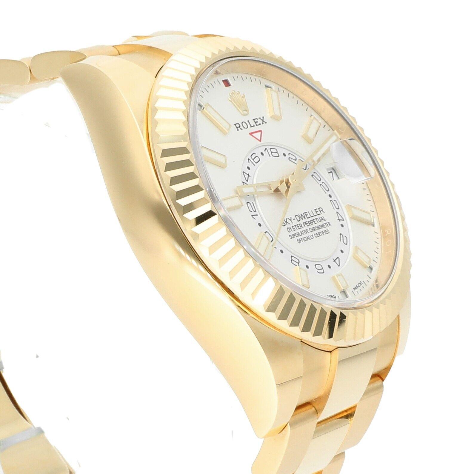 Rolex Sky-Dweller 42mm White Dial 18K Yellow Gold 326938 BOX & PAPERS For Sale 1