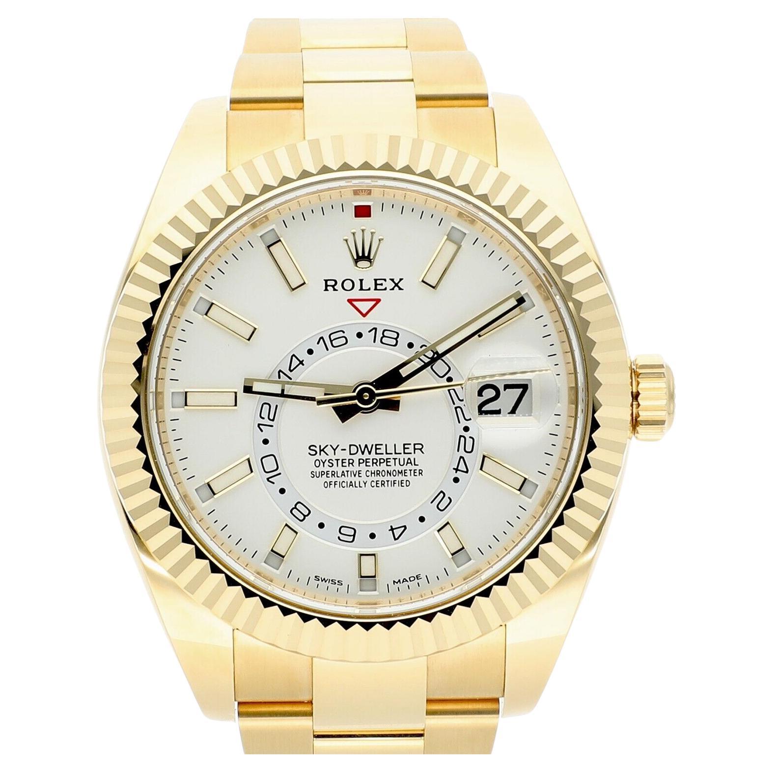 Rolex Sky-Dweller 42mm White Dial 18K Yellow Gold 326938 BOX & PAPERS