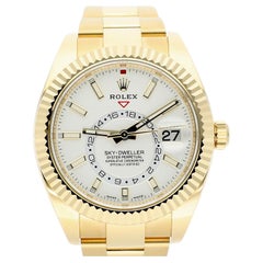 Used Rolex Sky-Dweller 42mm White Dial 18K Yellow Gold 326938 BOX & PAPERS