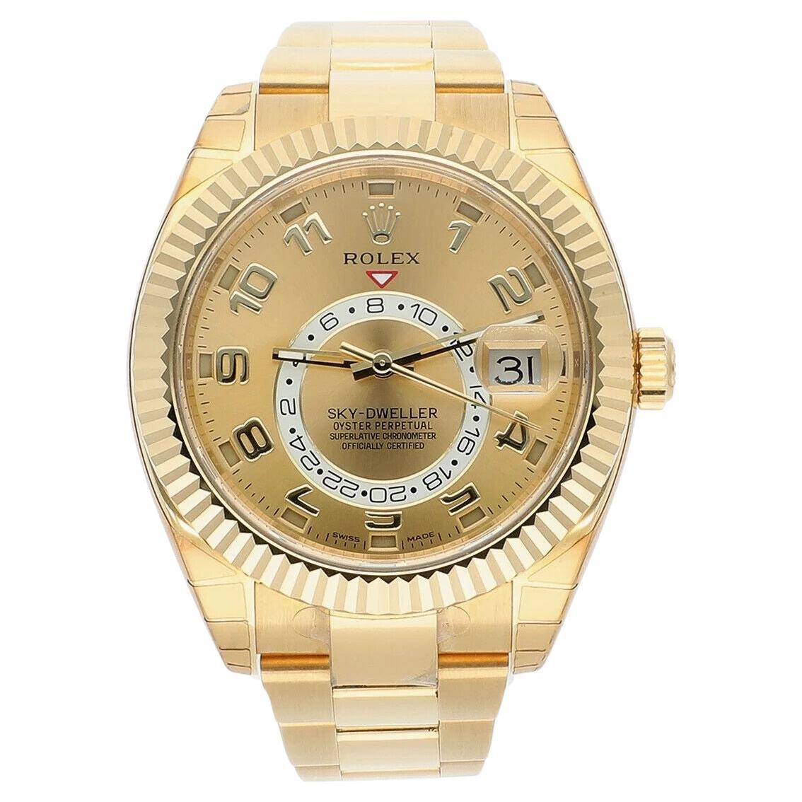 Rolex Sky-Dweller 42mm Yellow Gold Watch Oyster Bracelet Factory Stickers 326938 For Sale