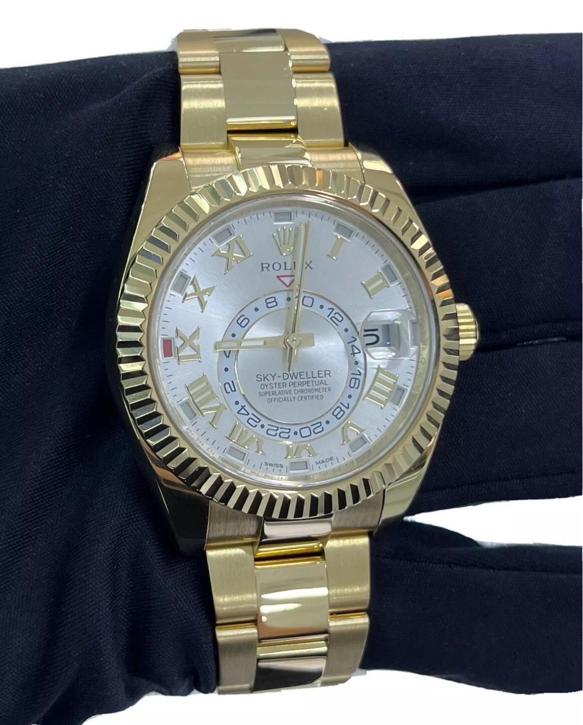 Rolex Sky-Dweller Automatic 42mm Yellow Gold Mens Oyster Bracelet Watch 326938 For Sale 3