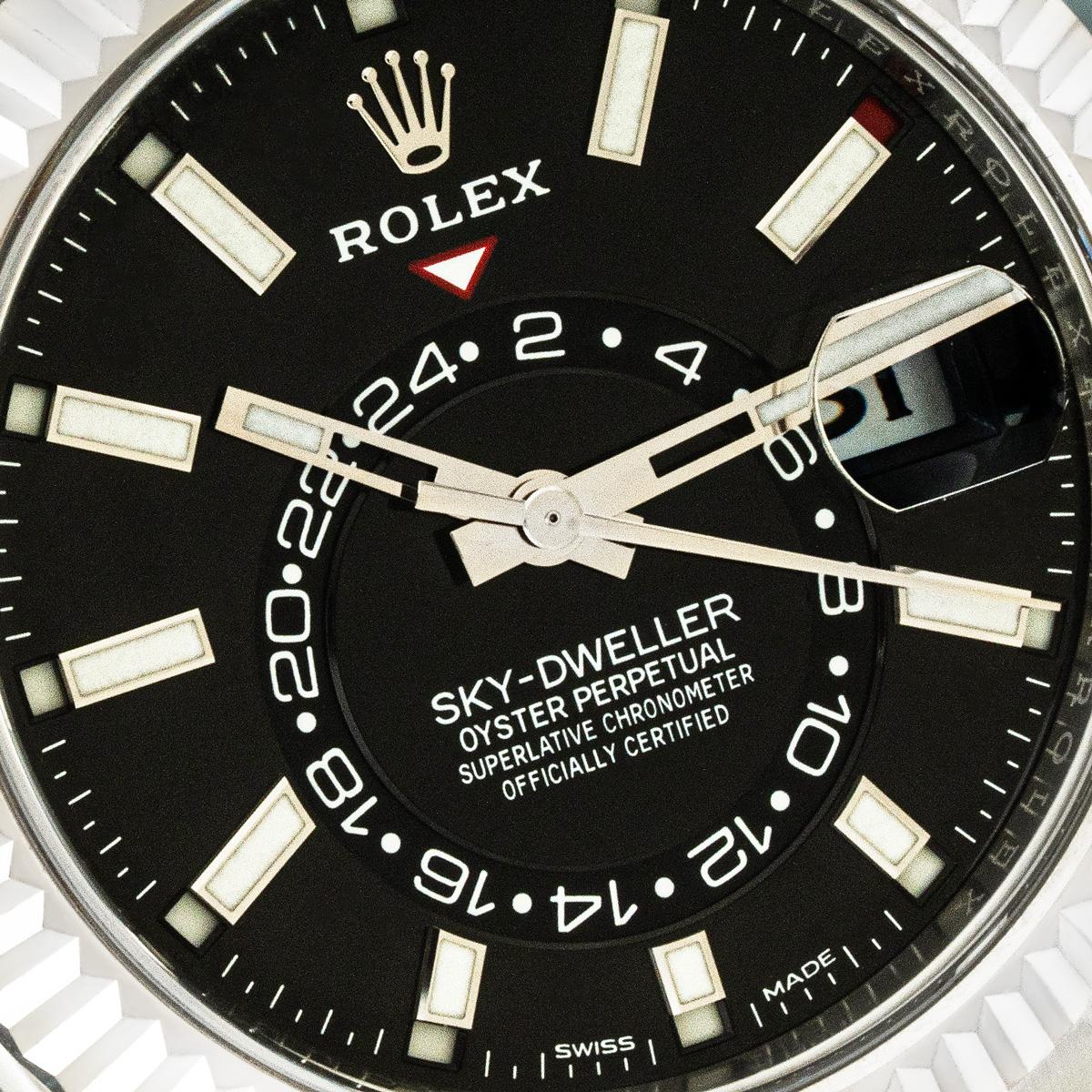 Rolex Sky-Dweller Black Dial 326934 In Excellent Condition For Sale In London, GB