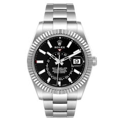 Rolex Sky-Dweller Black Dial Steel White Gold Mens Watch 326934 Box Card