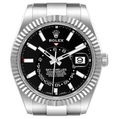 Rolex Sky-Dweller Black Dial Steel White Gold Mens Watch 326934 Box Card