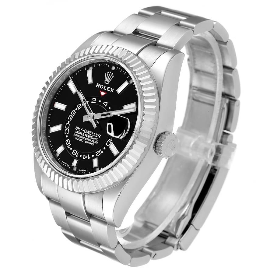 Men's Rolex Sky-Dweller Black Dial Steel White Gold Mens Watch 326934 For Sale