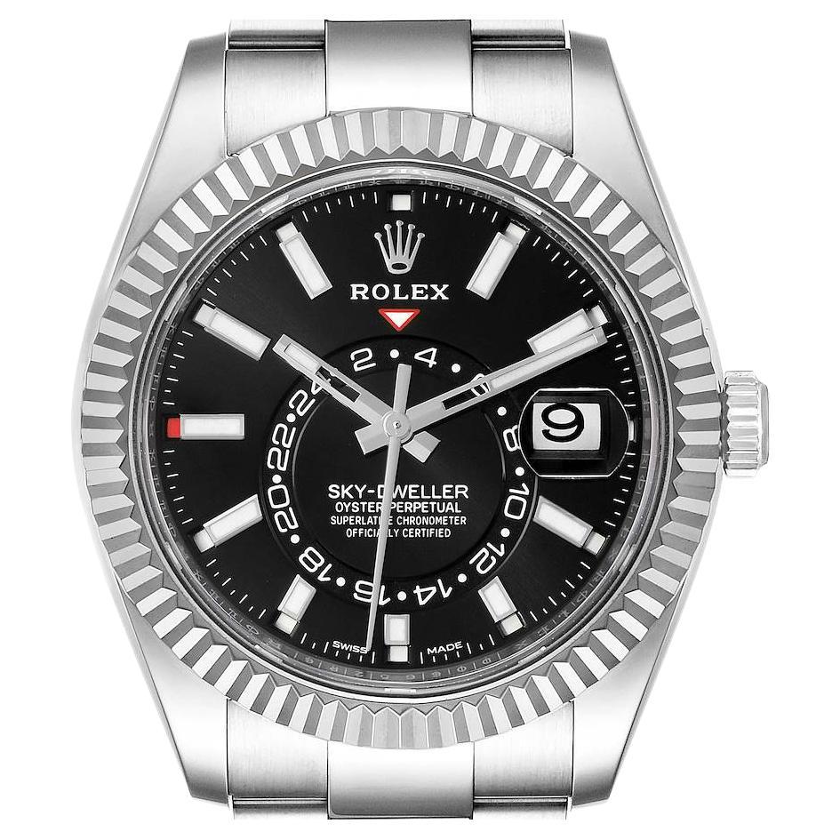 Rolex Sky-Dweller Black Dial Steel White Gold Mens Watch 326934 For Sale