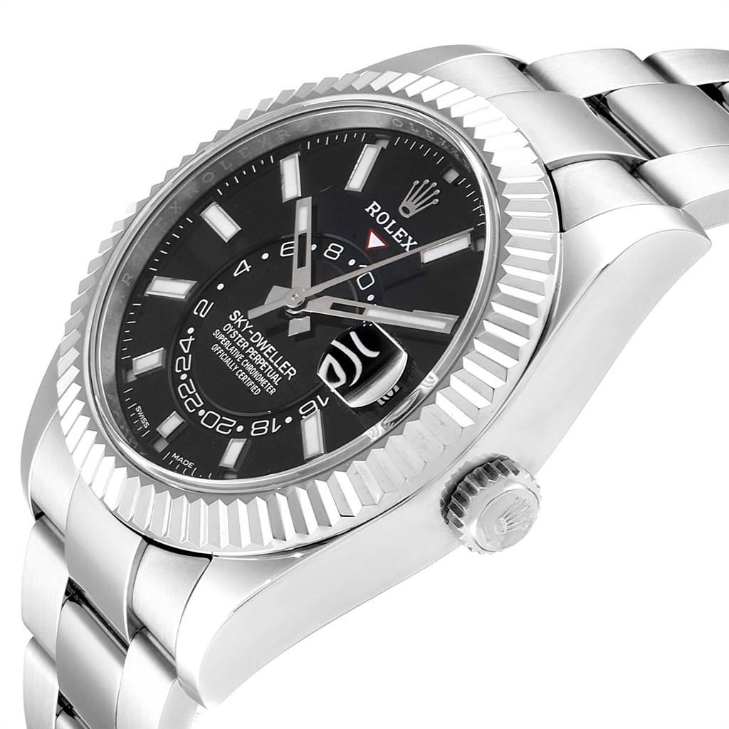Rolex Sky-Dweller Black Dial Steel White Gold Men's Watch 326934 Unworn For Sale 3