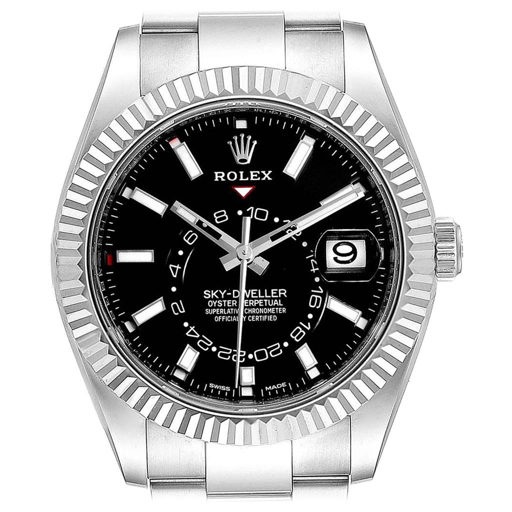 Rolex Sky-Dweller Black Dial Steel White Gold Men's Watch 326934 Unworn For Sale
