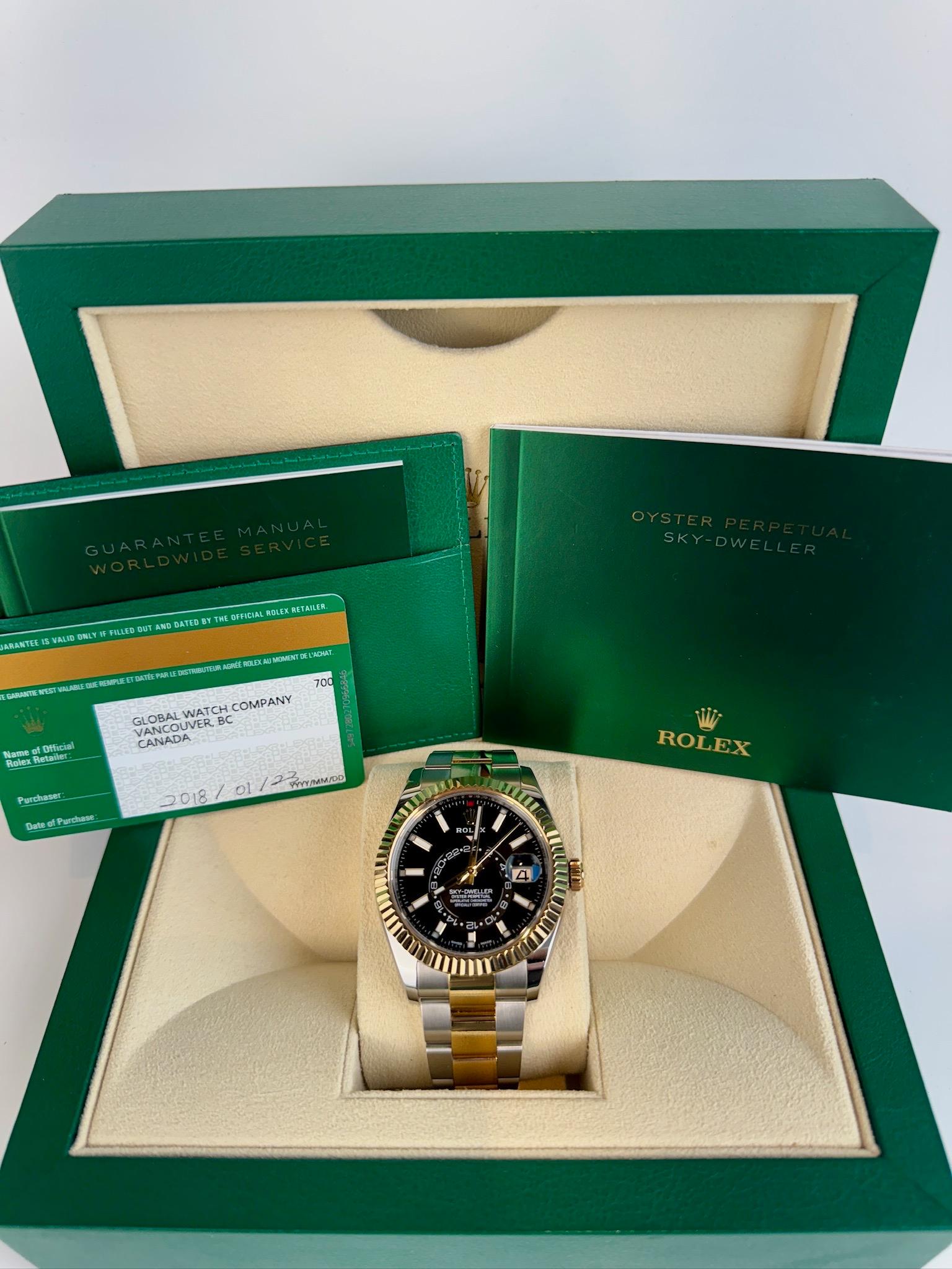Contemporary Rolex Sky-Dweller Black Index Dial YG/SS Oyster 42mm Date:2018 Style: 326933