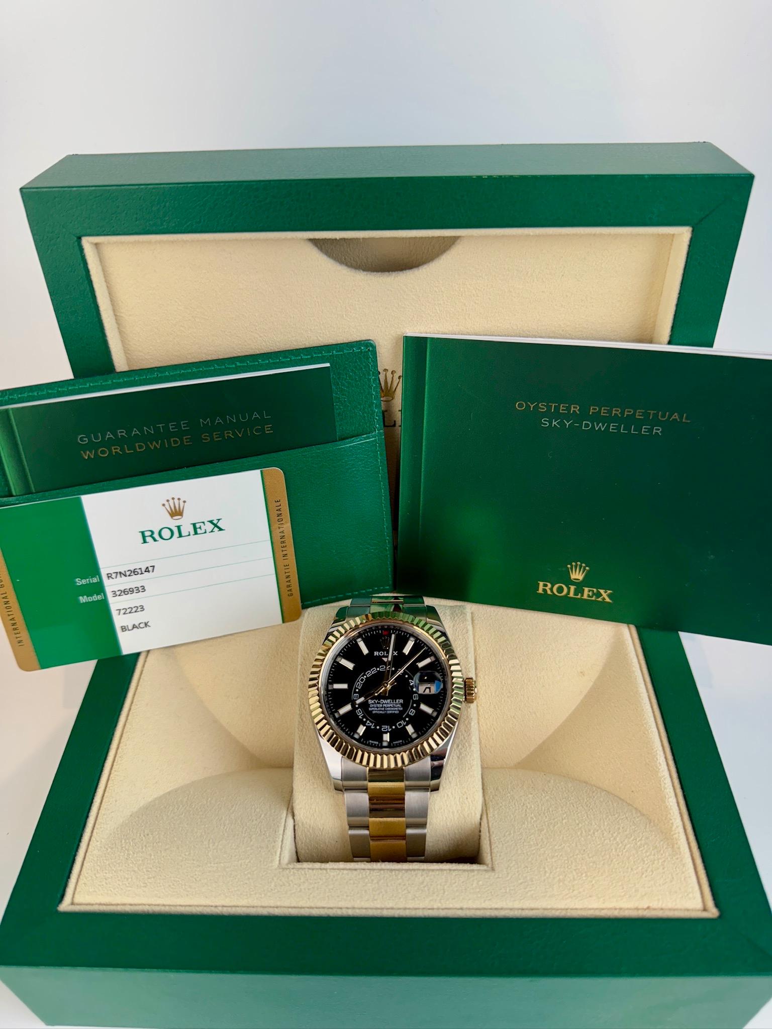 Rolex Sky-Dweller Black Index Dial YG/SS Oyster 42mm Date:2018 Style: 326933 1