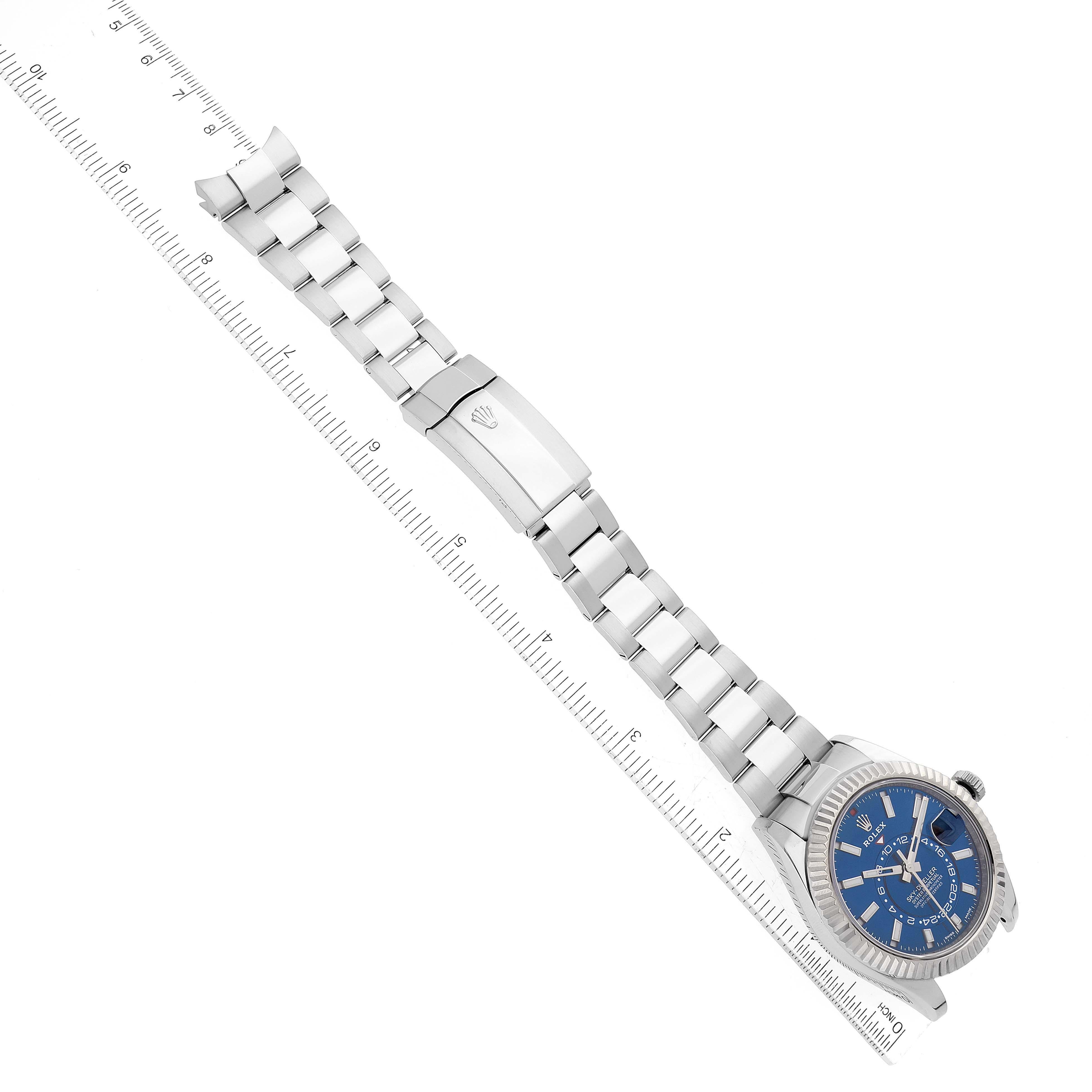 Rolex Sky-Dweller Blue Dial Steel White Gold Mens Watch 326934 Box Card For Sale 8