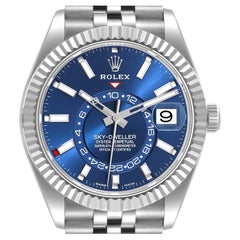 Rolex Sky-Dweller Blue Dial Steel White Gold Mens Watch 326934 Box Card