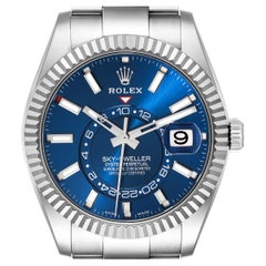 Rolex Sky-Dweller Blue Dial Steel White Gold Mens Watch 326934 Box Card