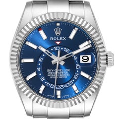 Used Rolex Sky-Dweller Blue Dial Steel White Gold Mens Watch 326934 Box Card