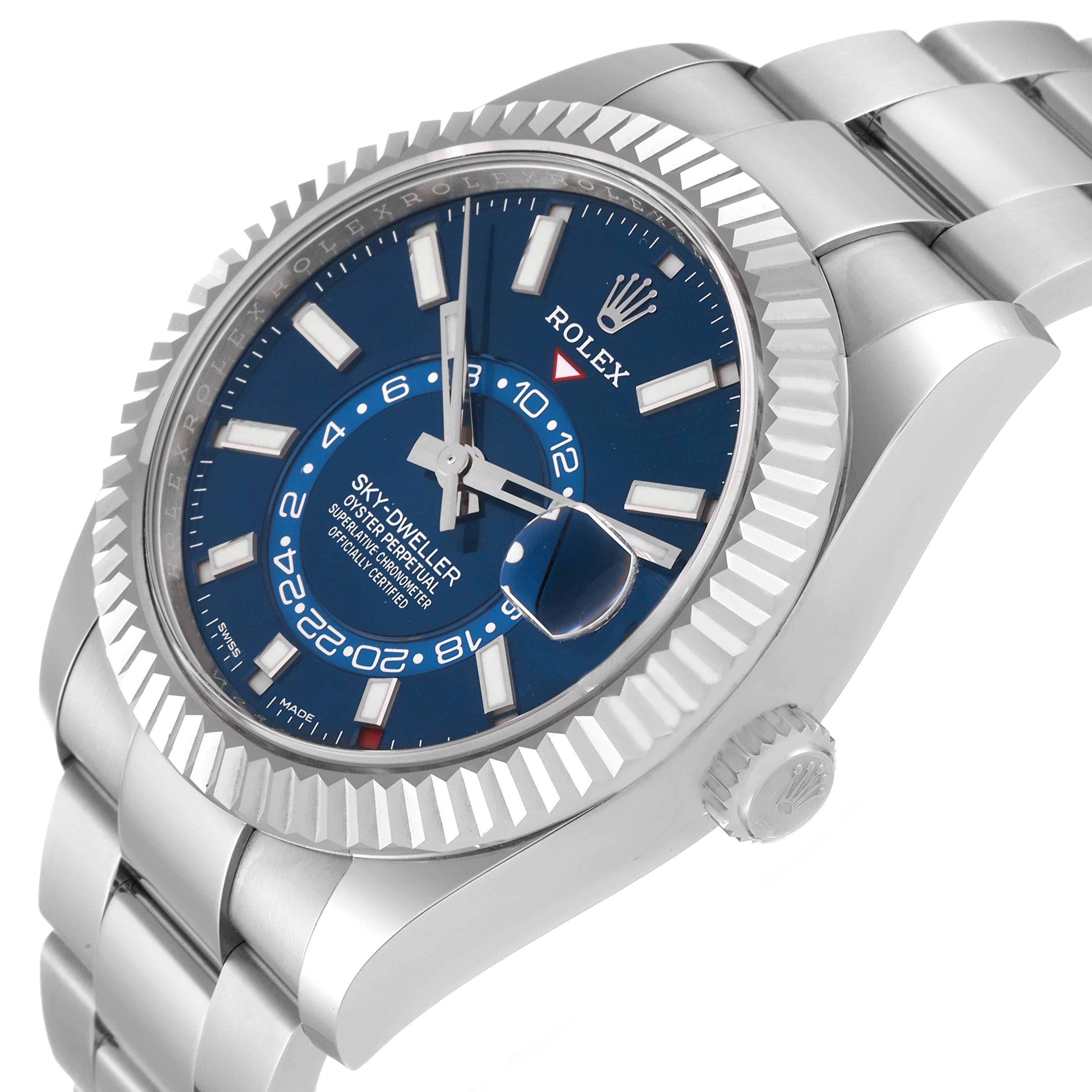 Men's Rolex Sky-Dweller Blue Dial Steel White Gold Mens Watch 326934 Unworn For Sale