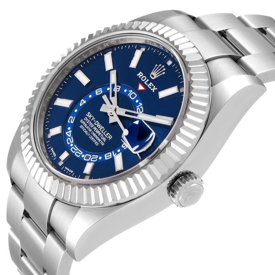 Rolex Sky-Dweller Blaues Zifferblatt Stahl-Weißgold-Herrenuhr 326934 Ungetragen im Angebot 2