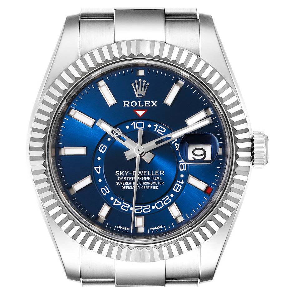 Rolex Sky-Dweller Blaues Zifferblatt Stahl-Weißgold-Herrenuhr 326934 Ungetragen im Angebot