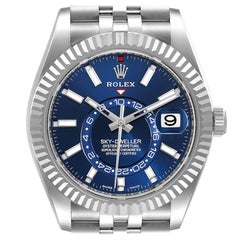Rolex Sky-Dweller Blue Dial Steel White Gold Mens Watch 326934 Unworn