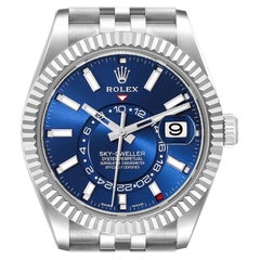 Rolex Sky-Dweller Quadrante Blu Acciaio Oro Bianco Orologio Uomo 326934 Non Indossato