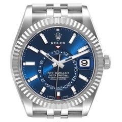 Rolex Sky-Dweller Quadrante Blu Acciaio Oro Bianco Orologio Uomo 326934 Non Indossato