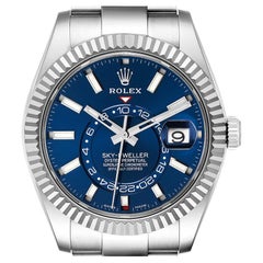 Rolex Sky-Dweller Blue Dial Steel White Gold Mens Watch 326934 Unworn