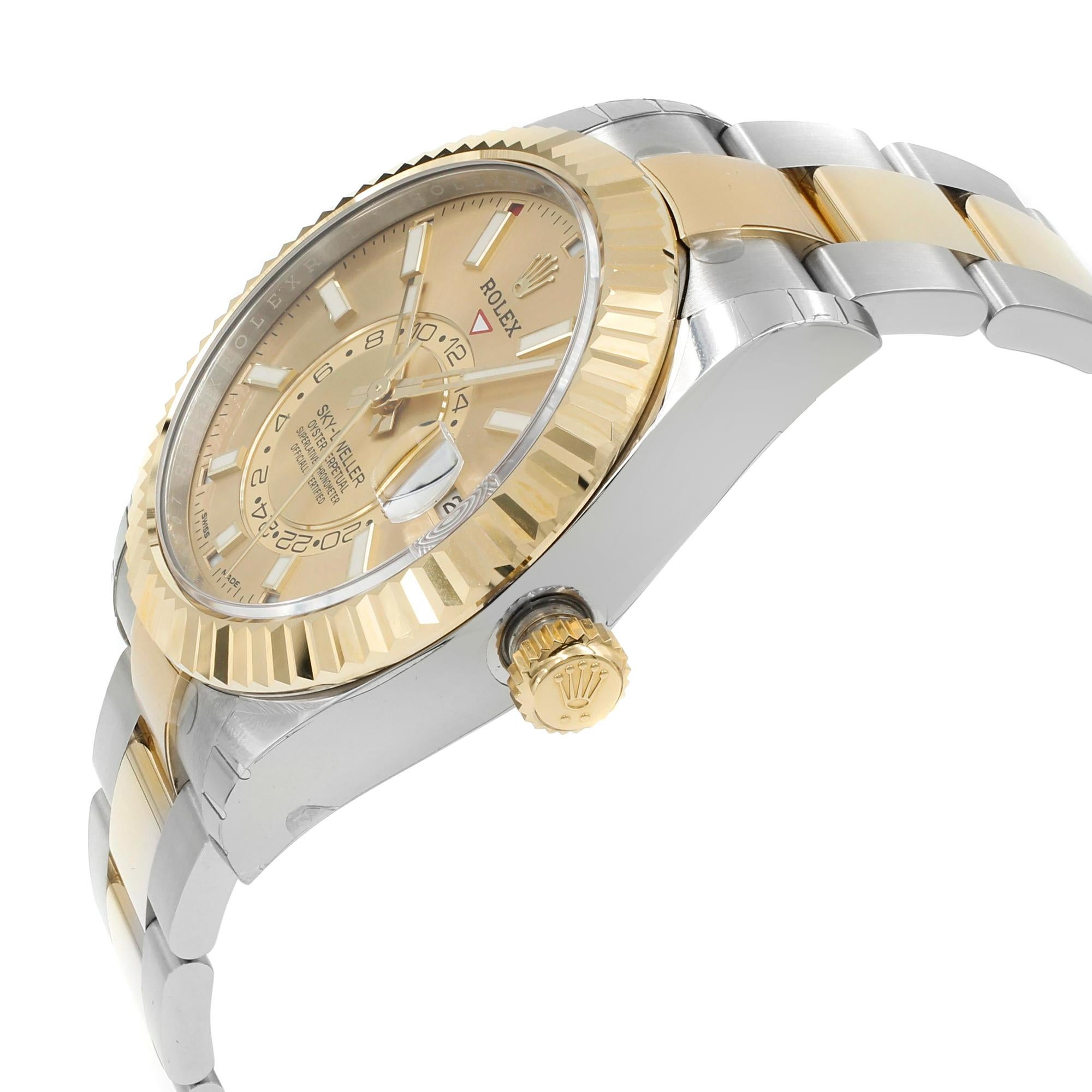Rolex Sky-Dweller Champagne Dial Steel Yellow Gold Automatic Men''s Watch 326933 In New Condition In New York, NY