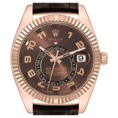 Rolex Sky-Dweller Chocolate Brown Rose Gold Mens Watch 326135