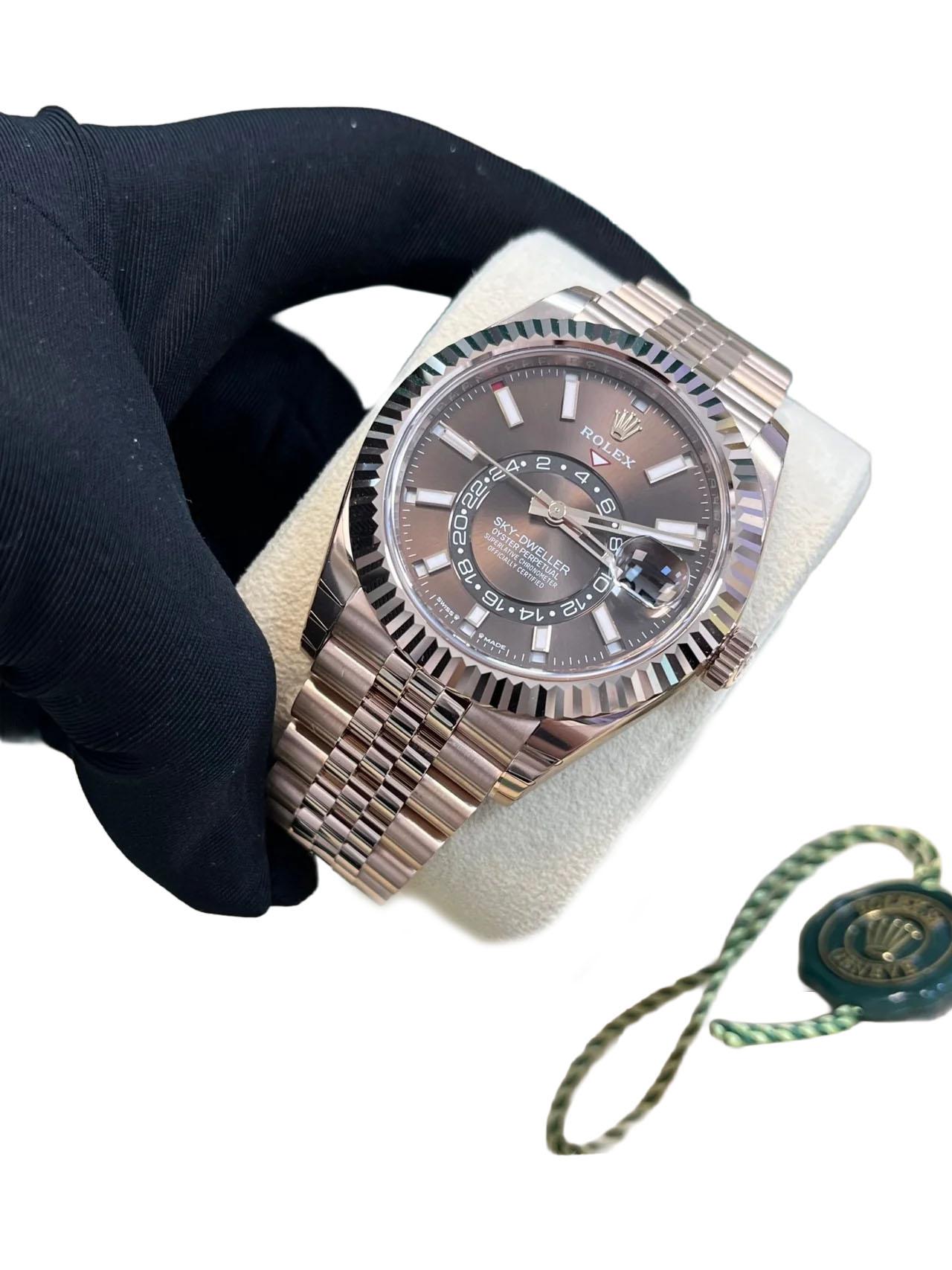 Uomo Rolex Sky-Dweller Quadrante Cioccolato Bracciale Giubileo 336935 in vendita