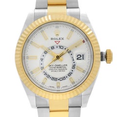 Rolex Sky-Dweller Command Bezel Steel 18K Gold  Silver Dial Mens Watch 326933