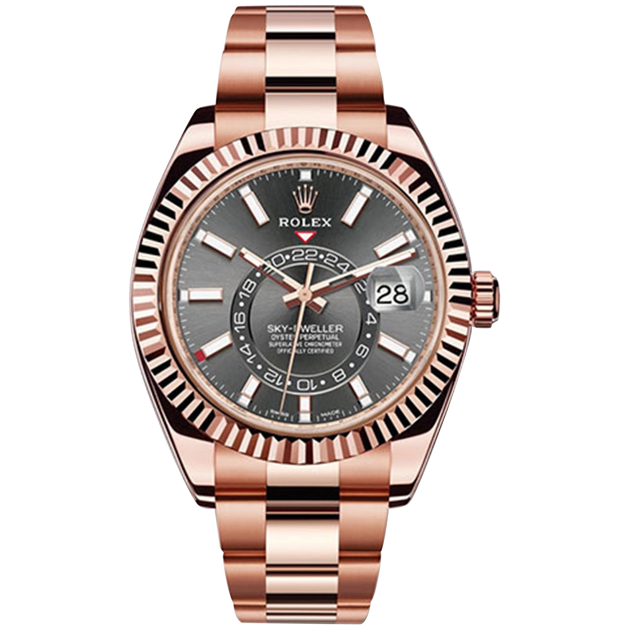 Rolex Sky Dweller Dark Rhodium Rose Gold Automatic Men's Watch 326935
