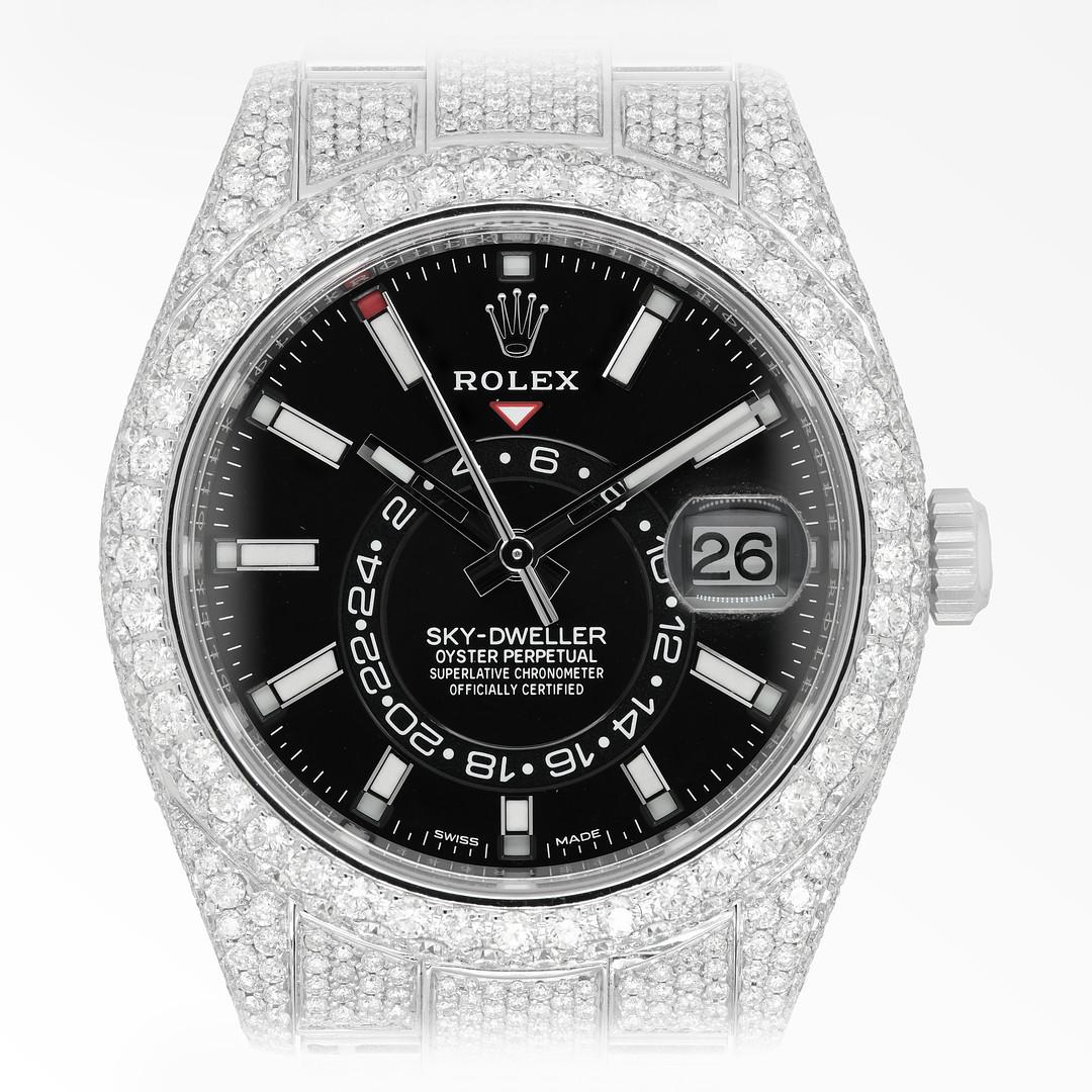 Modern Rolex Sky-Dweller Diamond Set Oystersteel and White Gold 326934 Wrist Watch For Sale