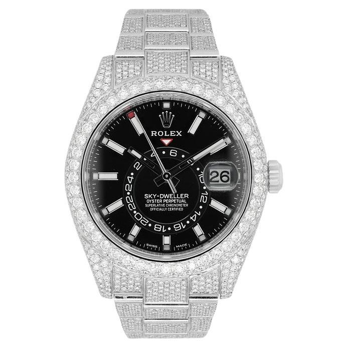 Rolex Sky-Dweller Diamond Set Oystersteel and White Gold 326934 Wrist Watch For Sale