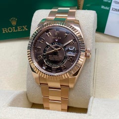 Rolex Sky-Dweller Everose Gold Chocolate Dial Automatic Watch B&P 326935